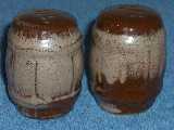 Frankoma barrel shakers glazed brown satin